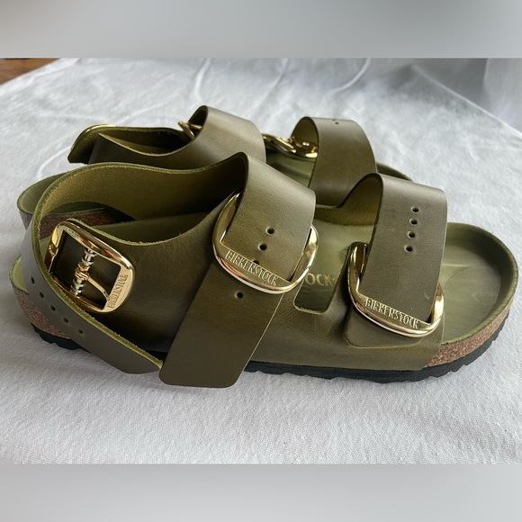 Birkenstock Big Buckle Sandals - Olive Green Leather - Size 42/Women’s 11 NIB - Picture 2 of 9